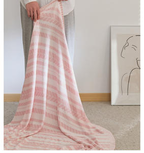 بطانية خيزران فاخرة بطبقة مزدوجة مبطن تقنيات منسوجة مخططة خفيفة لغرفة النوم الصيفية رميات يمكن ارتداؤها - Product Image 3