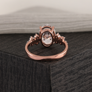 Anillo de Compromiso Ovalado Chapado en Oro Rosa de 14K al por Mayor, Anillo de Boda Nupcial de Lujo con Piedras Agrupadas para Mujer, Joyería Fina - Product Image 2