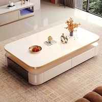 Table basse rectangulaire moderne de luxe en bois et marbre, multifonctionnelle avec tiroirs, pour salon, mobilier de maison, design décoratif en verre