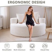 Chaise longue sans structure en mousse haute densité, 55,5 pouces, surdimensionnée, compressée, avec porte-gobelets