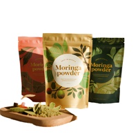 Sachet d'emballage en gros personnalisé avec logo, recyclable, pour poudre d'herbes naturelles, refermable, type stand-up, pour Moringa biologique et aliments pour animaux de compagnie