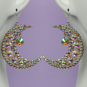 Модные Двухсторонние серьги-подвески со стразами, ультралегкие свисающие серьги для женской вечеринки, украшения для танца живота - Product Image 3