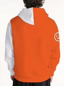 Felpa con Cappuccio Grafica <span class=keywords><strong>Chicago</strong></span> 22 da Uomo - Felpa Casual a Maniche Lunghe in Raso con Stampa 3D Antivento ad Asciugatura Rapida Arancione Nero Vestibilità Ampia con Tasca - Product Image 3