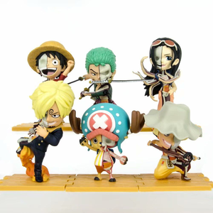 6 figurines en un seul ensemble, Anime One Piece Luffy Sanji <span class=keywords><strong>Zoro</strong></span> Chopper, modèle demi-découpe, figurines en plastique pour décoration - Product Image 1