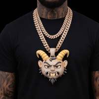 Colgante de Lujo de Plata 925 con Moissanita de Hielo, Diseño de Cara de Dibujos Animados, Estilo Hip-hop, para Fiesta Urbana, Impermeable, Hipoalergénico, de Gran Venta