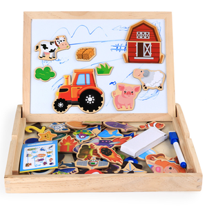 Nuevos juguetes Montessori de madera para niños, aprendizaje educativo magnético de tablero de dibujo, juego de rompecabezas de madera para niños - Product Image 1