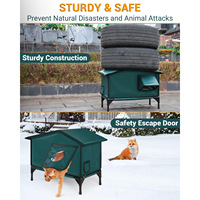Maison pour chat pliable et imperméable pour l'extérieur avec surélévation amovible et coussin chauffant pour chats, chiens et petits animaux