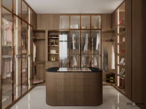 Dressing Moderne de Luxe avec Îlot de Rangement et Commodes Intégrées - Product Image 3