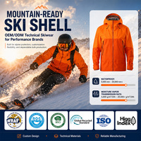 Chaqueta de esquí impermeable y cortavientos para otoño/invierno con costuras selladas, faldón antinieve desmontable, bolsillo para passe, de secado rápido