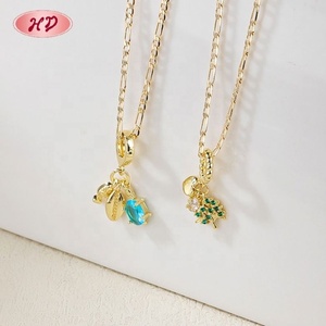 สร้อยคอจี้เปลือกหอยประดับเพทายสีน้ำเงินชุบทอง 18K จากโรงงานโดยตรง สำหรับผู้หญิง เครื่องประดับชายหาดฤดูร้อน - Product Image 3