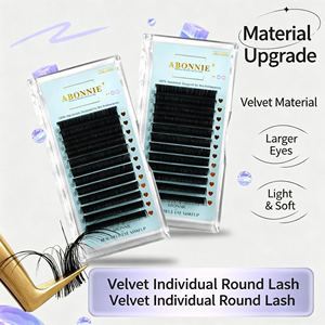 Extensions de cils en velours noir mat DIY, vente en gros, extensions de cils classiques à marque privée, ensembles de faux cils naturels doux personnalisés - Product Image 1
