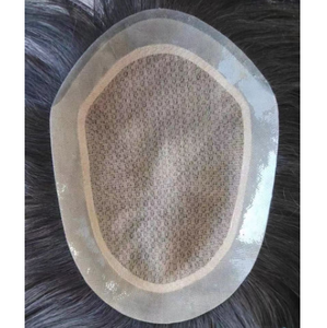 6x9 6x8 7x10 8x10 Base de seda atada a mano PU alrededor de stock listo 100% Sistema de Peluca de peluquín de cabello humano real para hombres 100% de aspecto natural - Product Image 6