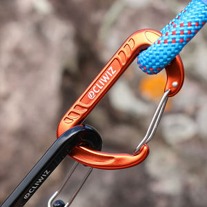 Aluminum Alloy Carabiner 12kN D-Type Powder Coated Green Orange Gray Outdoor <b>Hook</b> - Product Image 2