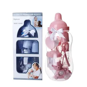 High Quality Baby Bank Feeding Bottle Sets Pink Blue Big Baby Giveaway Gift Money Bank Set