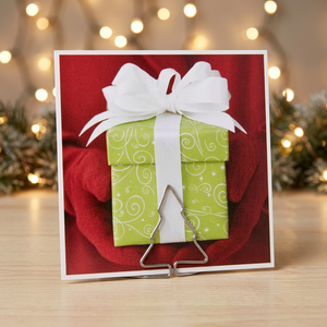 Festive decorative gift card holder with Christmas <b>tree</b> <b>stand</b> perfect for displaying greeting cards and holiday decor - Product Image 1