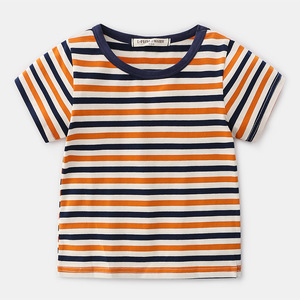 Importateur en gros de produits chinois en Inde, Delhi, t-shirt à manches courtes rayé en coton extensible pour garçon, 100% coton - Product Image 2