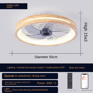 Lámpara de techo invisible de madera maciza nórdica, con control remoto, adecuada para dormitorios y comedores - Product Image 5