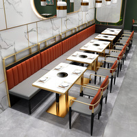 Ensemble table et chaises de salle à manger rondes en acier inoxydable et plateau en marbre, style moderne et luxueux, pour usage domestique (vente en gros)