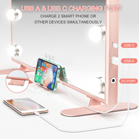 Miroir de courtoisie avec lumières Miroir éclairé avec 3 lumières de couleur Port de charge USB