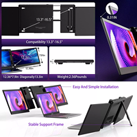 Moniteur portable triple écran 2K de 13,3 pouces pour interface, taux de rafraîchissement 60 Hz, temps de réponse 10 ms, profondeur de couleur 100 % sRGB