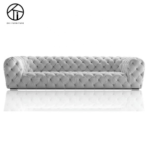 High Quality Elegant Modern Home Furniture Blue <strong>Velvet</strong> Chesterfield <strong>Sofa</strong> Set with Wood Frame Square Design for Living Room - Product Image 6