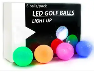 定制6包黑暗高尔夫球发光，点亮发光二极管高尔夫球男女儿童夜间高尔夫礼品套装