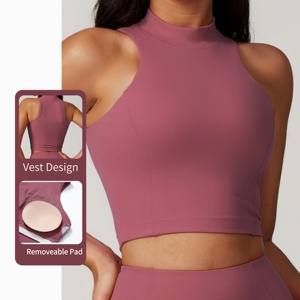 Sunquest assorbimento degli urti ad alto supporto ad asciugatura rapida canottiera sportiva da donna nuda stretta per Yoga abbigliamento da corsa per <span class=keywords><strong>Fitness</strong></span> Top - Product Image 1