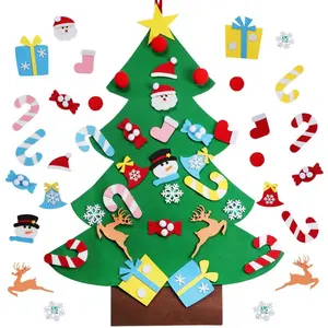 OurwarmクリスマスデコレーションギフトDIYフェルトクリスマスウォールツリー、子供用飾りセット付き