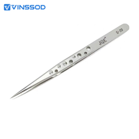 Pince à épiler VINSSOD S-20/A-15 à pointe extra fine en acier inoxydable pour réparation électronique de téléphones portables, pince à épiler droite et courbée