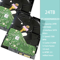Hard Drive Enterprise Exos X24 24TB ST24000NM002H SATA III 6Gb/s 7200RPM 512MB HDD untuk Server Pusat Data, Hard Disk Drive untuk NAS