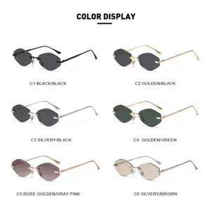 STORY SZ3607 Diseñador de lujo Sin montura UV400 Shades Champagne Lens Cut Edge Gafas de <span class=keywords><strong>sol</strong></span> Vintage Gold Metal Polygon Gafas de <span class=keywords><strong>sol</strong></span> - Product Image 6