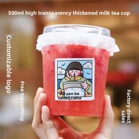Vasos Desechables de Plástico PP de Calibre 98 con Diseño para Té con Leche, Jugos de Frutas, Café y Bebidas Frías - 500/Caja