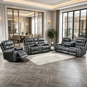 European Design Recliner Wood Frame Extendable Reclining Three Seat Revolving Living Room Furniture <b>Cushion</b> Back - Product Image 6