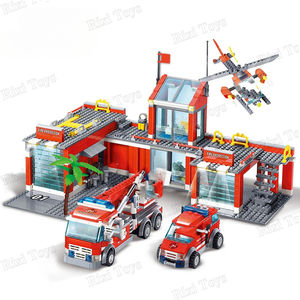 KAZI 8051 Ville Construction Véhicule Camion De Pompiers Hélicoptère Police Briques Jouets Éducatifs Pour Enfants Cadeaux Blocs De Construction Ensembles - Product Image 1