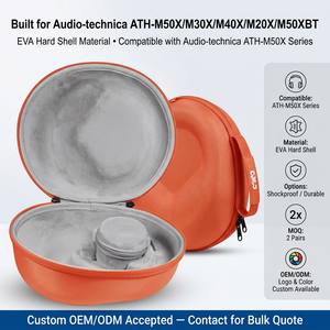 Étui pour <span class=keywords><strong>casque</strong></span> <span class=keywords><strong>Audio</strong></span>-<span class=keywords><strong>Technica</strong></span> ATH-M50X/M30X/M40X/M20X/M50XBT sans fil et <span class=keywords><strong>filaire</strong></span>, en toile, résistant aux chocs et étanche - Product Image 2