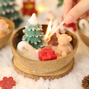 Holiday Decor Scented <b>Candle</b> Coconut Shell Bowl 3D Christmas Character Tree Soy Wax <b>Candle</b> For Christmas Gift Party Favor - Product Image 3