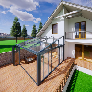 Solárium de Techo Inclinado de Vidrio y Aleación de Aluminio Personalizado |   Diseño <span class=keywords><strong>con</strong></span> energía solar, cerrado y abrible |   Jardín de Hotel Villa <span class=keywords><strong>con</strong></span> Patio - Product Image 5