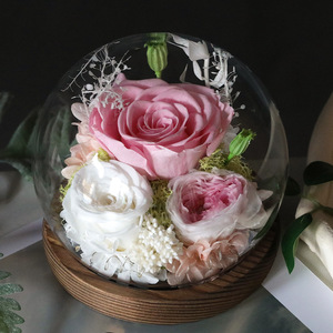Caja de Regalo con Flor <span class=keywords><strong>Eterna</strong></span> Hecha a Mano, Tira de Cobre, Cubierta de Vidrio, Flor Real, Flores Preservadas, Cúpula de Vidrio con <span class=keywords><strong>Rosa</strong></span> para el Día de San Valentín - Product Image 3