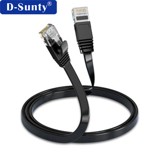 สายแพทช์คอร์ด Cat6 แบบแบน UTP ความเร็วสูง 32AWG ทองแดงแท้ สายอีเธอร์เน็ต RJ45 สีดำขาว 1ม. 2ม. 3ม. 5ม. 10ม. 15ม. 20ม. 30ม. - Product Image 1