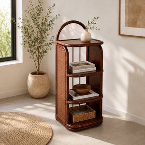 Étagère en rotin - Solution de rangement légère et décorative pour salon et chambre à coucher, design tropical moderne, gain de place - Product Image 3