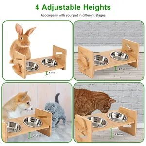 5 độ nghiêng tre đôi cao con chó bát với 4 Điều chỉnh chiều cao - Product Image 3