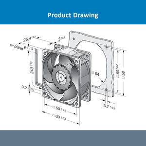 Ebmpapst 622/2H3P 12VDC 60X60X25mm 5.5W 9700รอบต่อนาที67m 3 /h ลูกปืน oum/odm พัดลมระบายความร้อนตามแนวแกนไฟฟ้า - Product Image 4