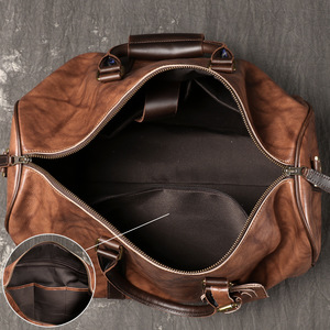 Bolsa de Viaje de Cuero Vacuno Natural con Logotipo Personalizado, Gran Capacidad, Impermeable, Unisex, Correa Ajustable, Bolsa de Equipaje para Fin de Semana - Product Image 6