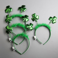 Serre-tête LED lumineux trèfle vert clignotant pour la Saint-Patrick, idéal pour les fêtes irlandaises et les costumes