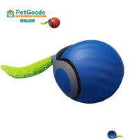 Jouet interactif moderne pour animaux de compagnie : Balle électrique roulante automatique intelligente en silicone avec plumes pour chats actifs