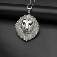Colliers pendentifs simples en acier inoxydable, étanches et inaltérables, avec tête de lion Hip Hop et zircone cubique, pour homme