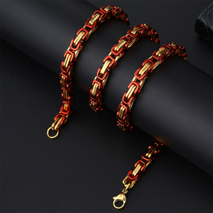 <span class=keywords><strong>Cadena</strong></span> bizantina para hombre de 6MM, <span class=keywords><strong>cadena</strong></span> gótica Punk Rocker Biker, <span class=keywords><strong>cadena</strong></span> pesada urbana, collar rojo de acero inoxidable PVD sin deslustre - Product Image 3