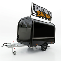 Remorque alimentaire à toit plat SL-6-1 avec panneau publicitaire personnalisé, friteuse et hotte, cuisine simple pour petite entreprise, frites, poulet, barbecue, hot-dogs