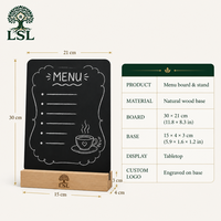 Tableau noir double face en bois avec base en bois massif, taille personnalisable, multifonction, mini tableau de menu créatif pour