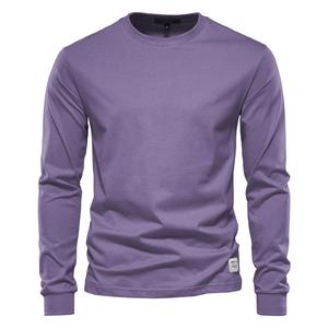 Herbst Herren Baumwoll-T-Shirt Lässiges Einfarbiges Langarm-Shirt mit Rundhalsausschnitt High-Street Basic Lockeres Herren-T-Shirt - Product Image 5
